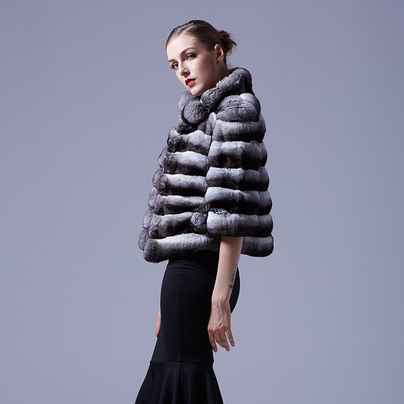 Short Chinchilla Jacket with Short Sleeves Arya