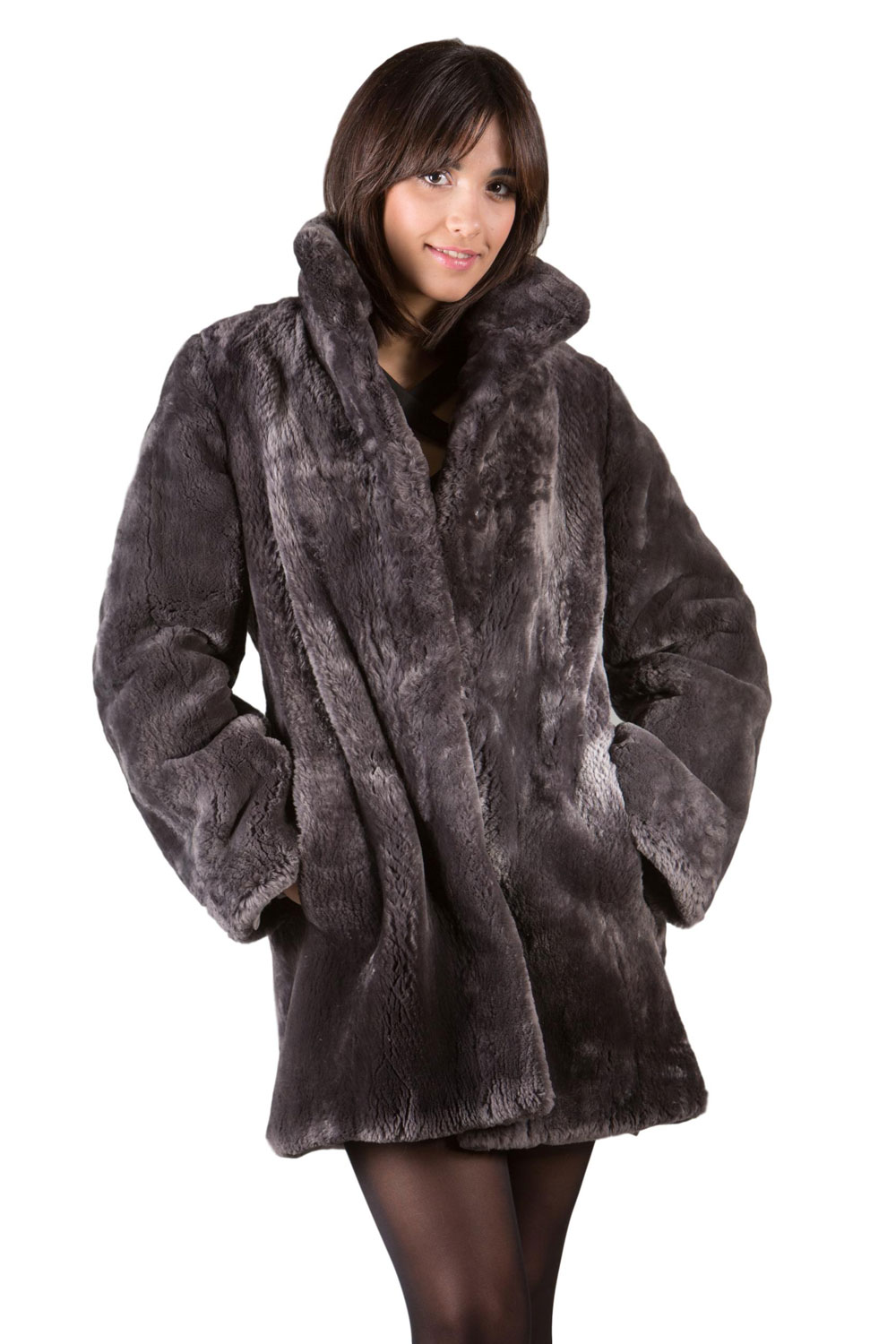 Gray Sheared Beaver Fur Coat | SKANDINAVIK FUR