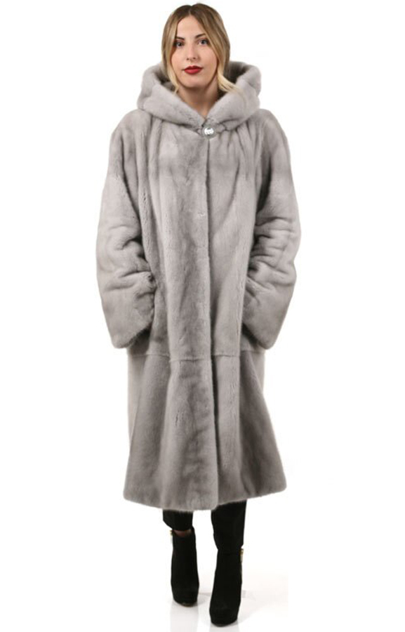 【HI FI FNK】Sei Fur Hooded Coat Sapphire Hooded Mink Fur Coat | SKANDINAVIK FUR