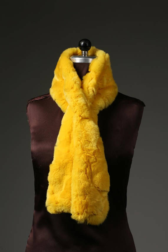 Yellow Rex Rabbit Fur Scarf | SKANDINAVIK FUR