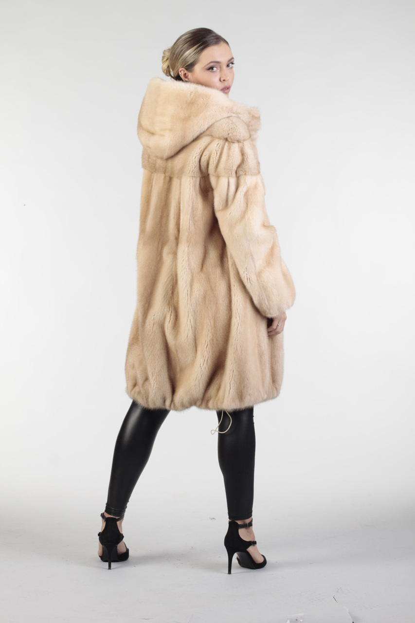 Pastel Hooded Mink Fur Coat | SKANDINAVIK FUR