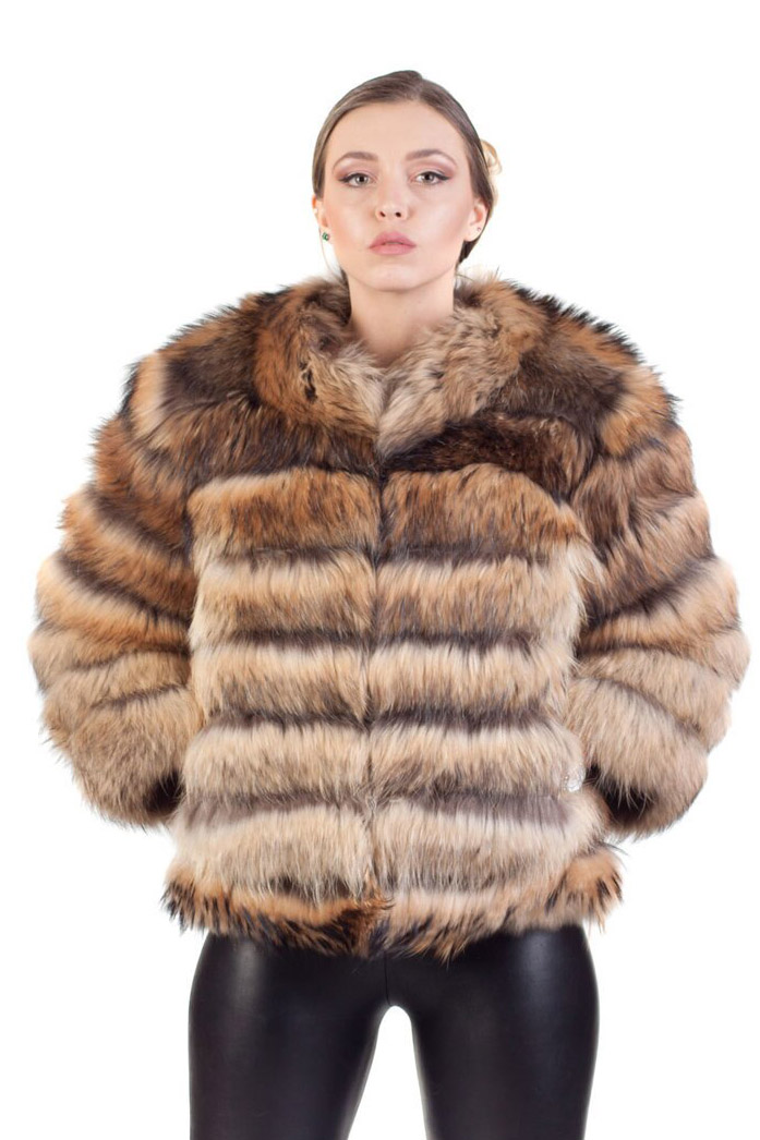 brown fur coat with hood