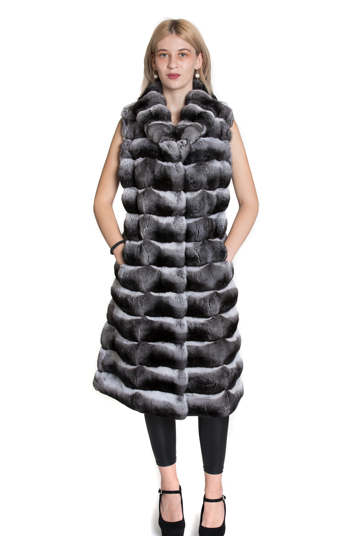 トップス acka fur long vest Sheared Faux Mink Longline Vest | Echo