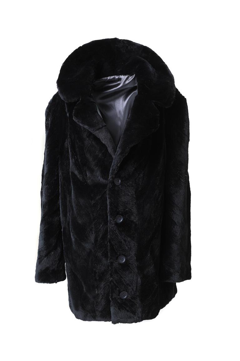 Mens Black Faux Fur Jacket, Mens Faux Fur Coat, Black Faux Fur Coat