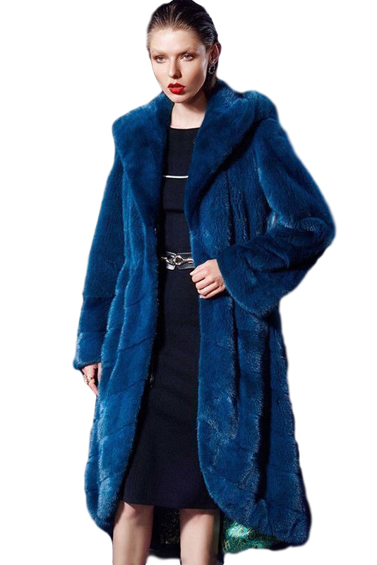 Green Mink Saga Fur Coat Full Skin Hooded | SKANDINAVIK FUR