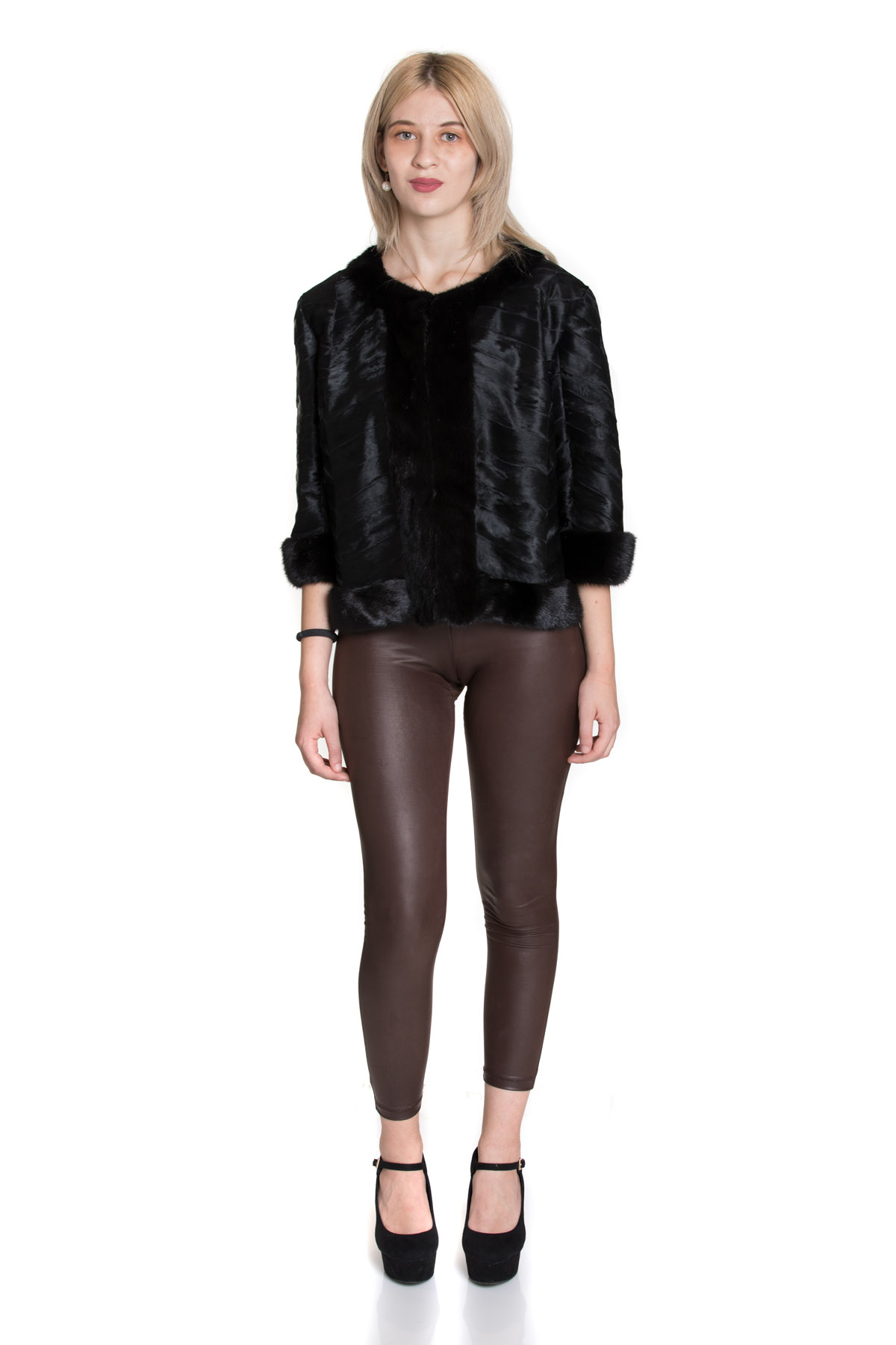 Broadtail Lamb Fur Coat With Mink Cuffs & Hem | SKANDINAVIK FUR