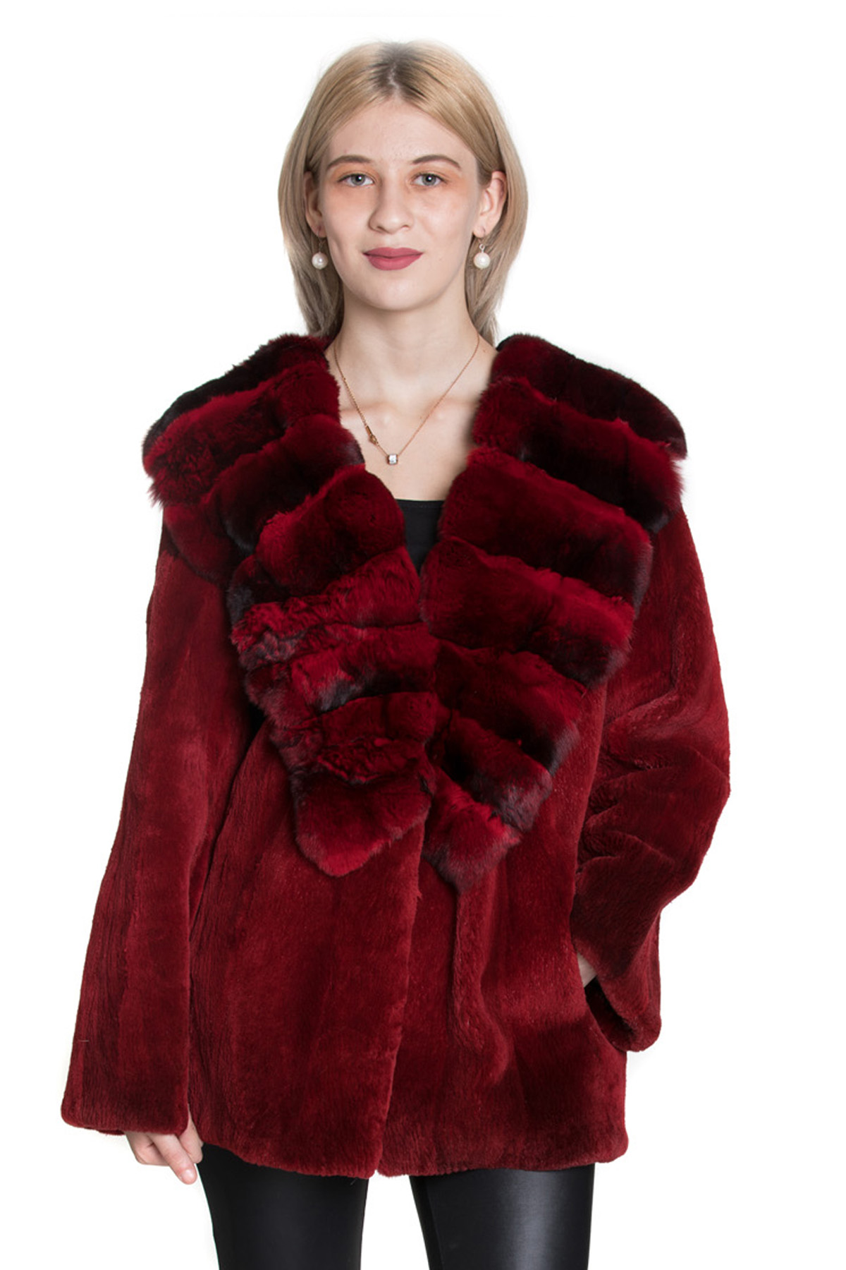 Faux Fur Jacket - Red - Ladies