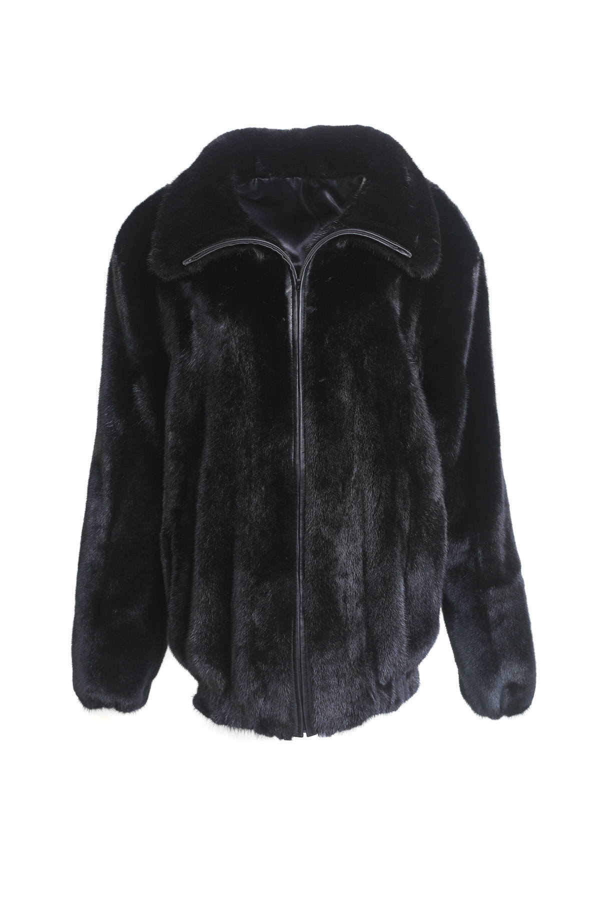Leather Strip Black Mink Coat - Ready to Wear