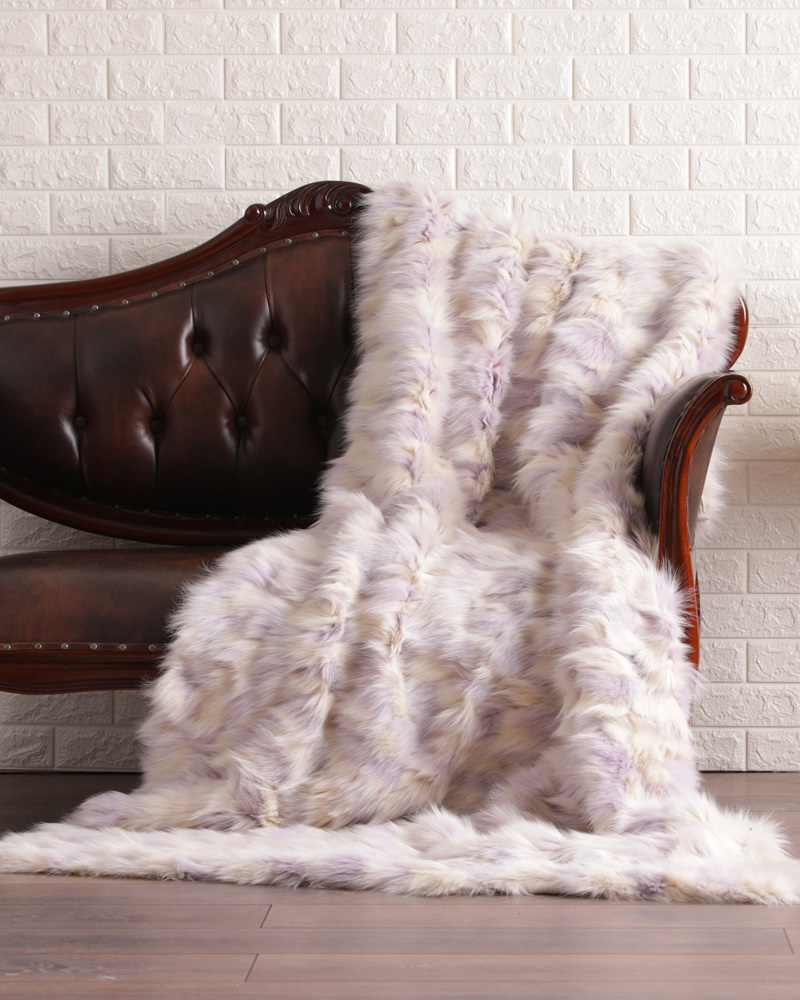 White Lavender Fox Fur Fur Blanket Throw Cover| SKANDINAVIK FUR