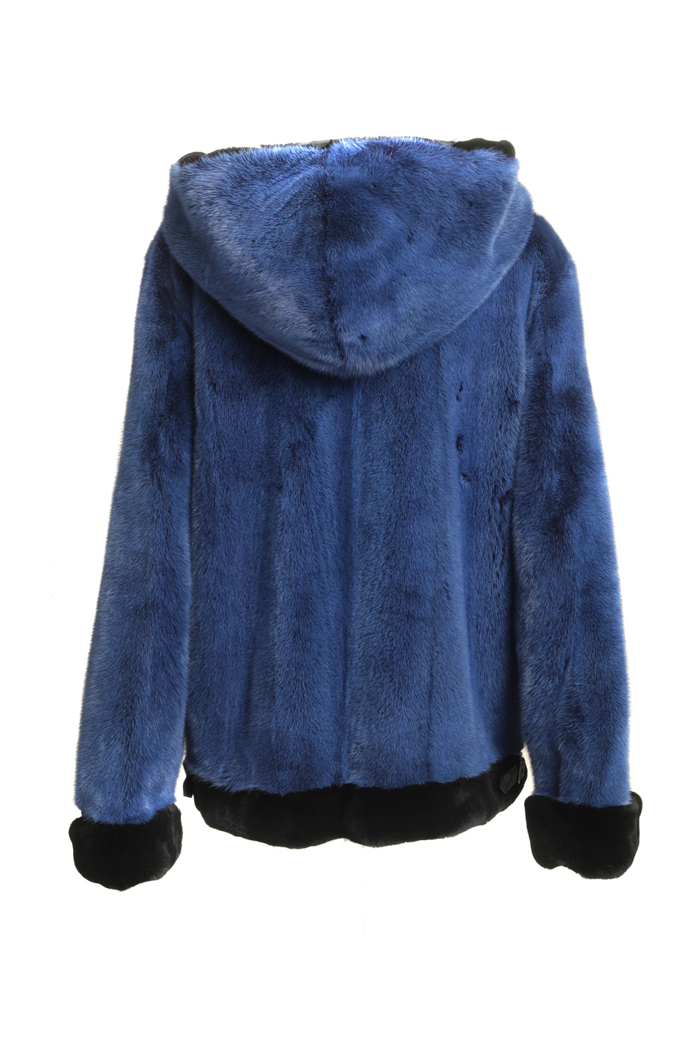 Blue Jean Colored Hooded Mink Fur Coat