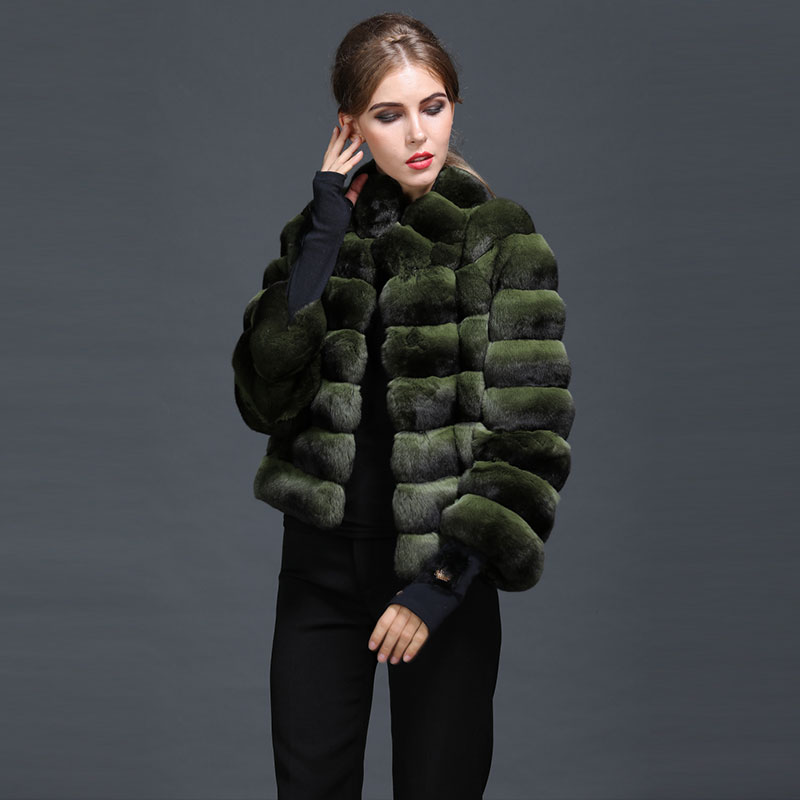 Green Chinchilla Fur Coat | SKANDINAVIK FUR