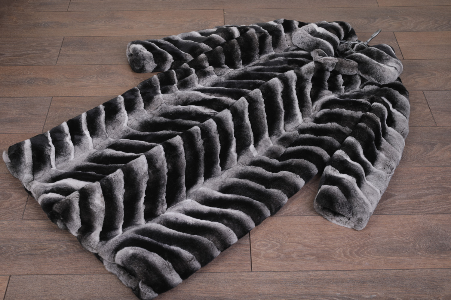 【24TH-01】Rex Like Fur Tailored Coat Women's Long Rex Rabbit Fur Overcoat with Chinchilla-Look