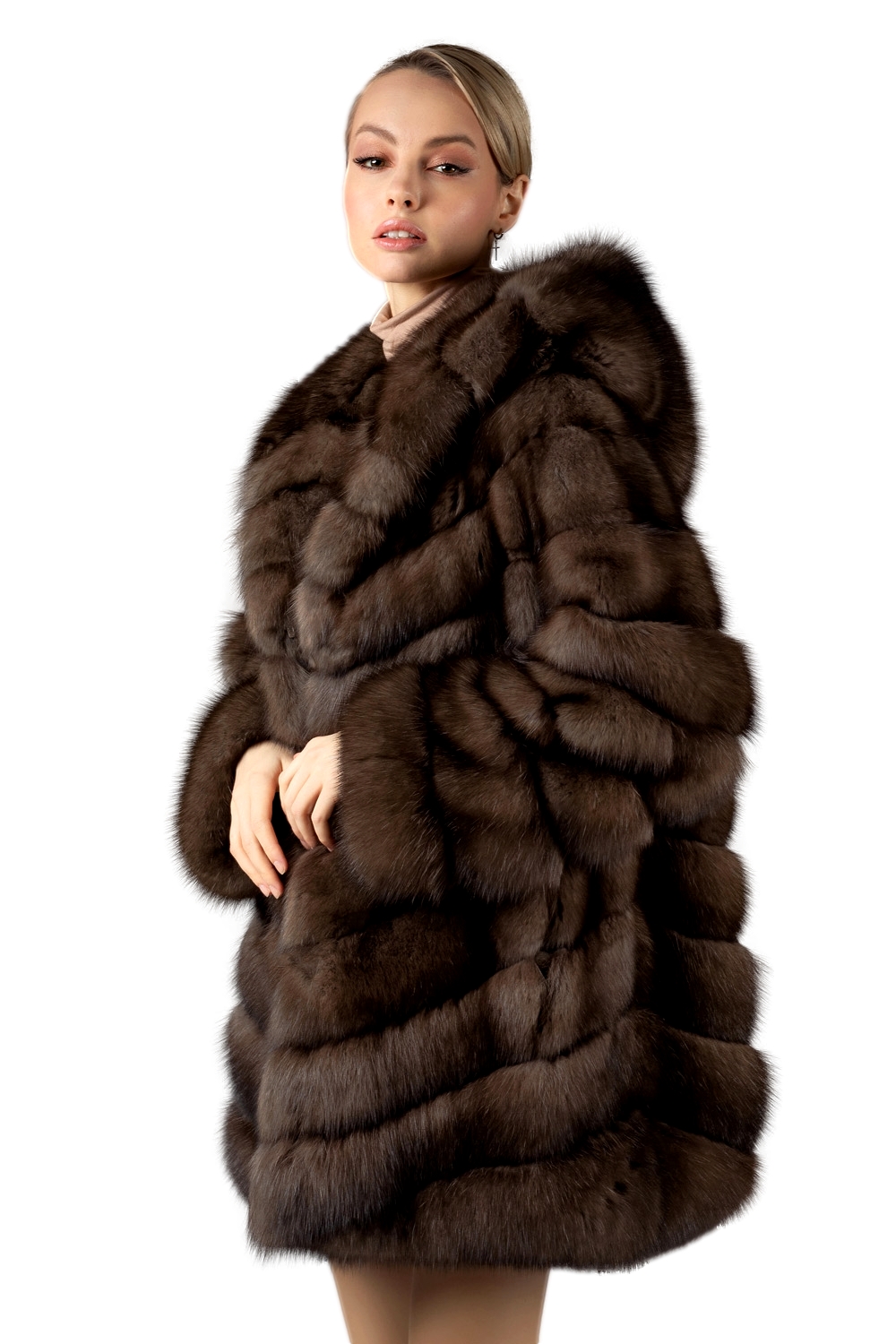 Fur Costume Golden Sable Coat Russian Barguzinsky Sable Coat With