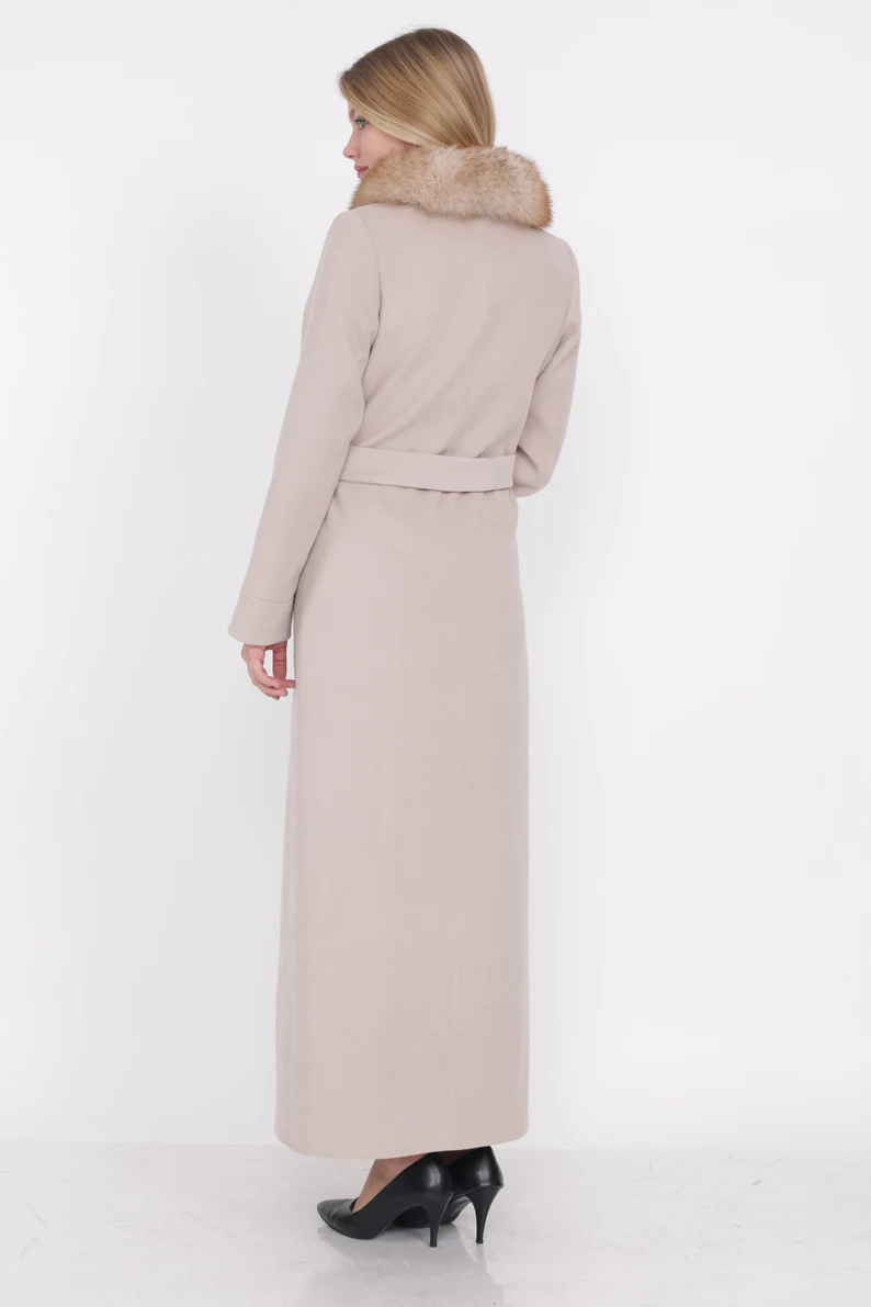 【na.e】Wool&Cashmere Long Coat_Gray Grey Cashmere Euro Coat | Down-Lined Waterproof Cashmere