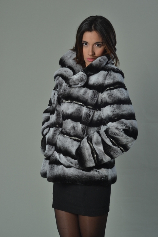 シンクファー　Rex like fur cocoon coat Chinchila Colored Rex Rabbit Luxury Fur Coat | SKANDINAVIK FUR