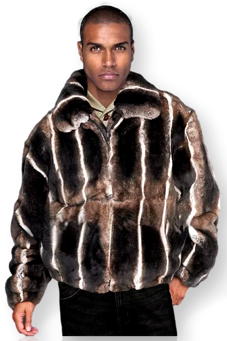 Men's Brown Rex Chinchilla Bomber Jacket | SKANDINAVIK FUR