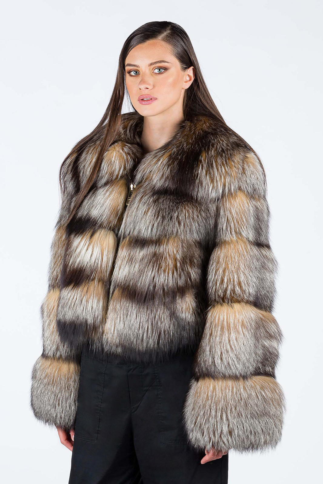 Crystal Fox Fur Bomber Collarless | SKANDINAVIK FUR