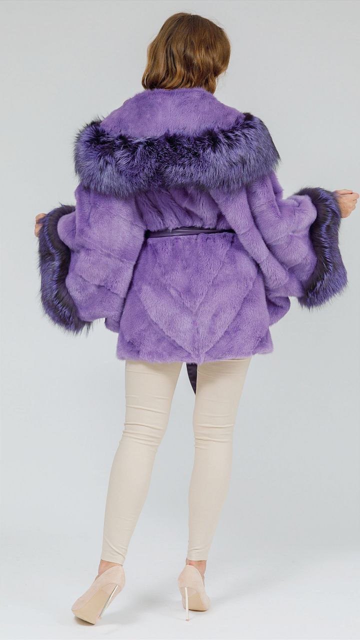 Lila Mink Fox Fur Cape Hooded | SKANDINAVIK FUR