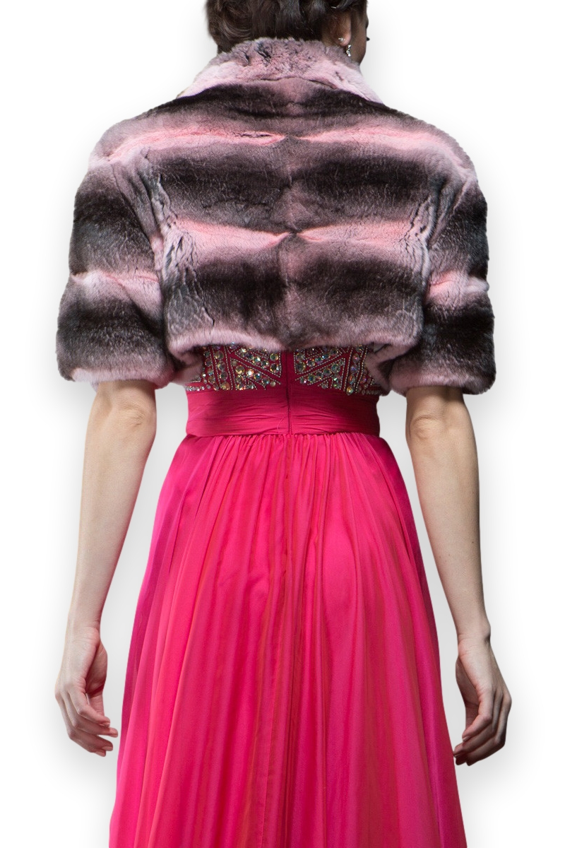 Pink Chinchilla Fur Bolero | SKANDINAVIK FUR