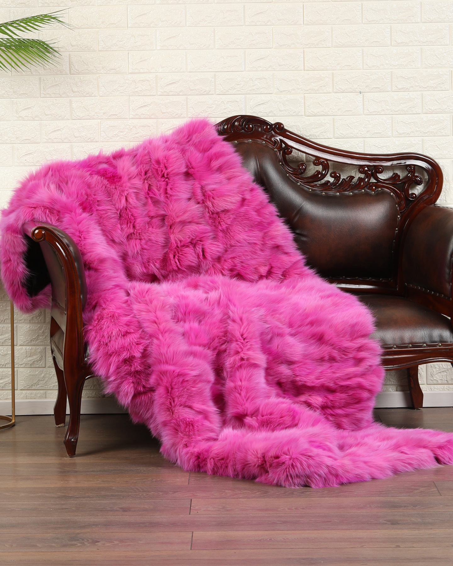 Pink Fox Fur Blanket| SKANDINAVIK FUR