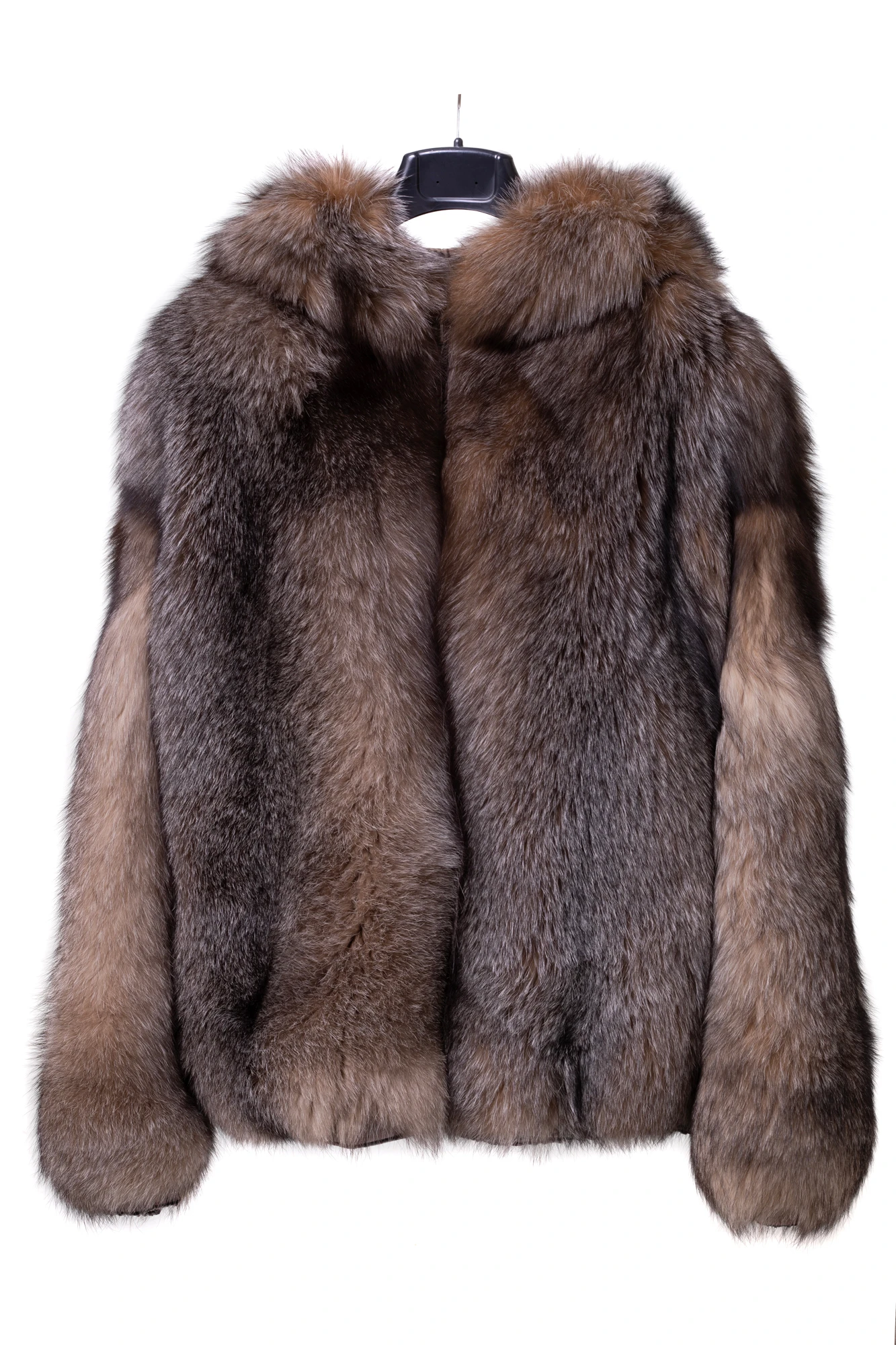 Hooded Crystal Fox Fur Bomber Jacket Reversible | SKANDINAVIK FUR