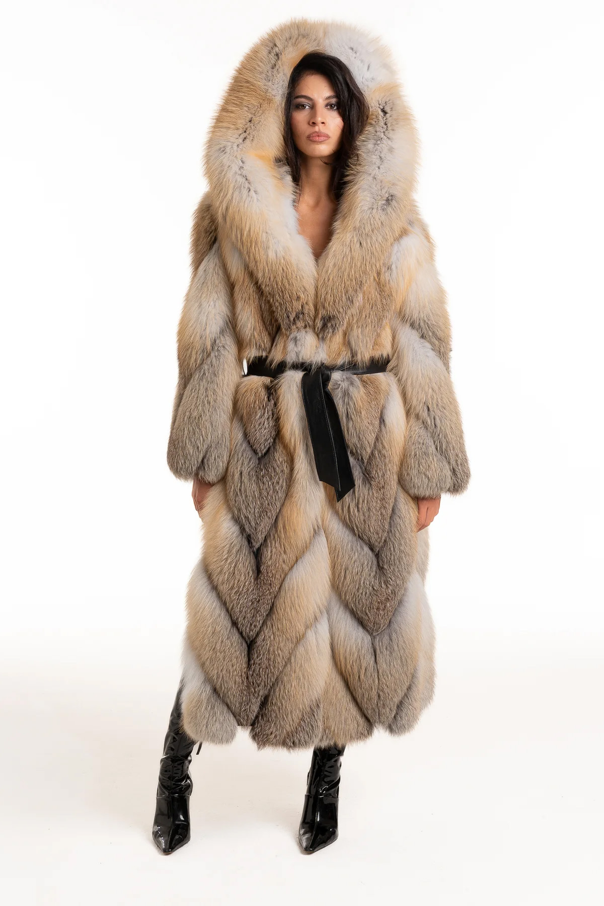 Long Golden Fox Fur Coat | SKANDINAVIK FUR