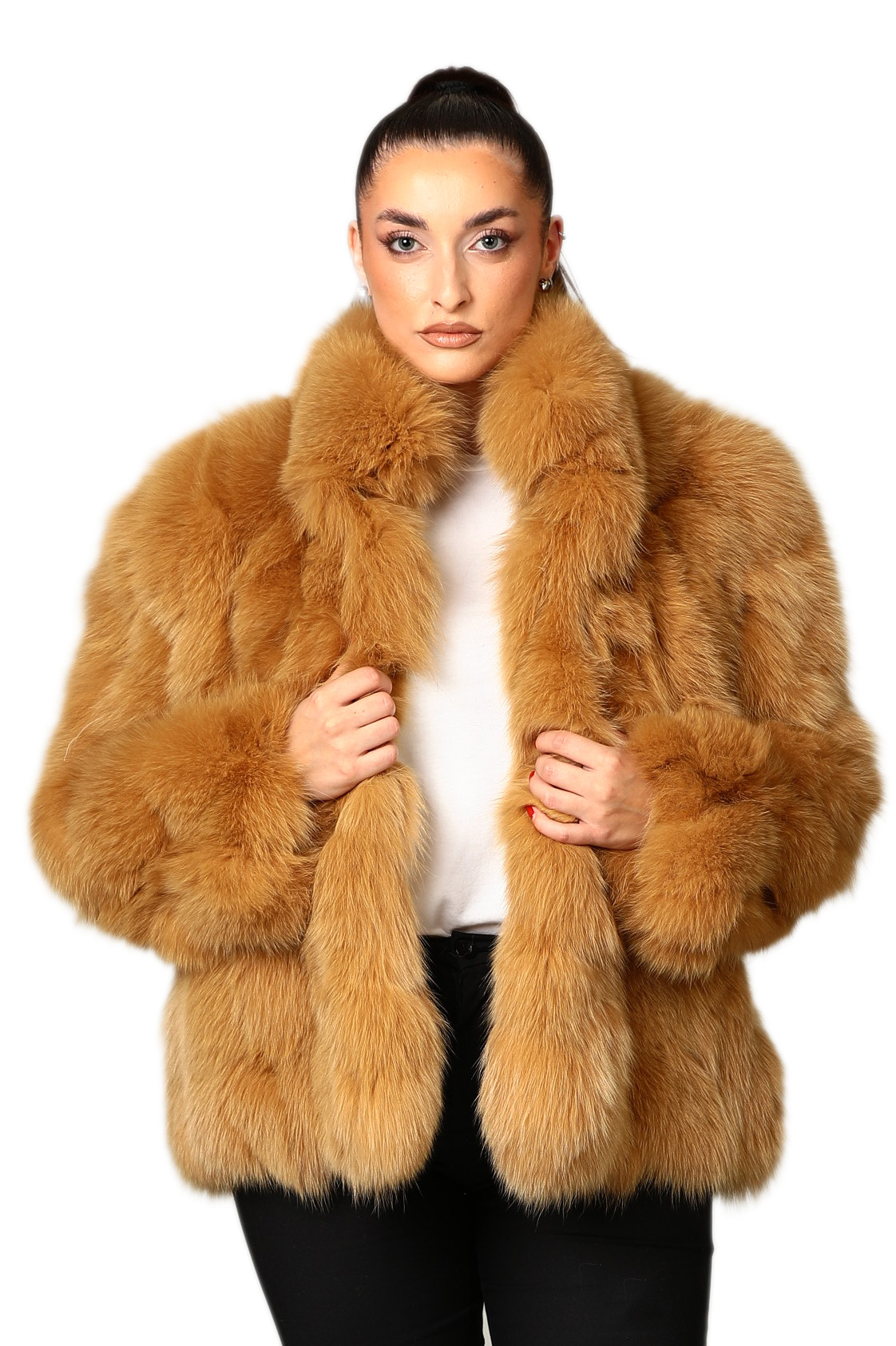 Beige Fox Fur Jacket Aphrodite | SKANDINAVIK FUR