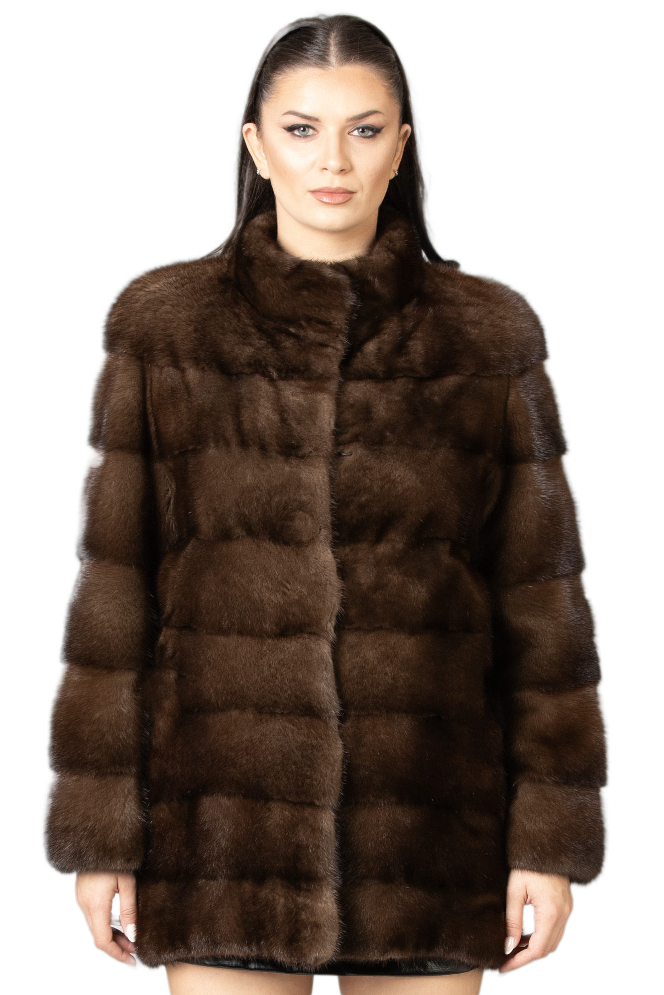 Mahogany Mink Fur Coat Mid Hip Length | SKANDINAVIK FUR