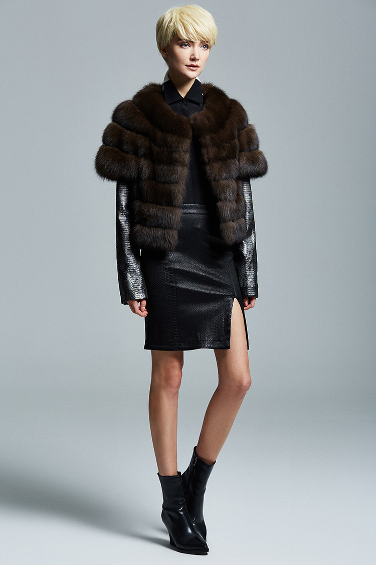 Short Sleeved Sable Fur Jacket