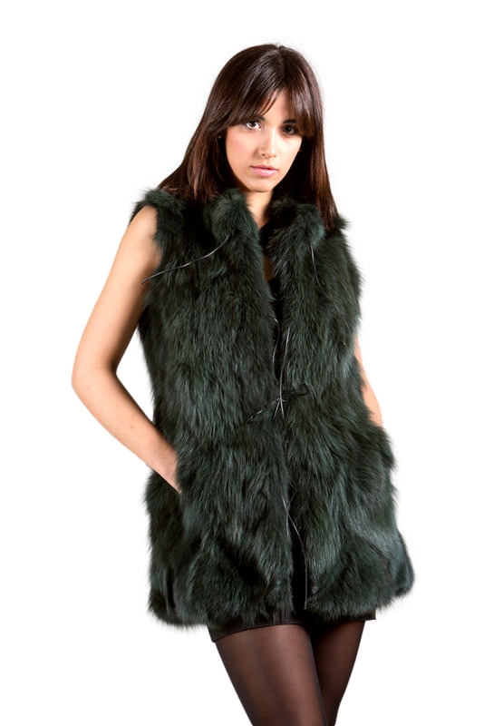 Green Fox Fur Vest | SKANDINAVIK FUR