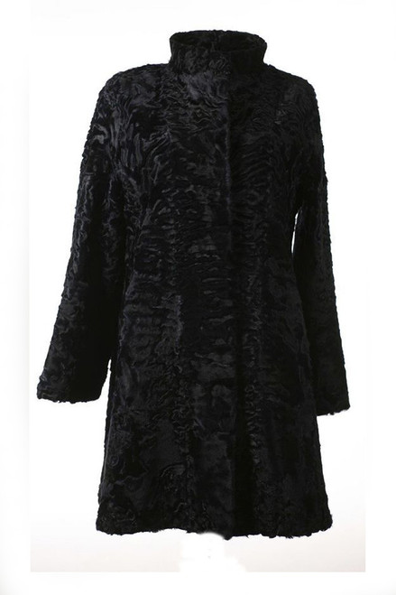 Black Swakara Lamb Fur Coat London | SKANDINAVIK FUR