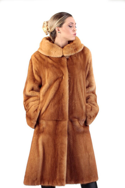 Whiskey Hooded Mink Fur Coat | SKANDINAVIK FUR