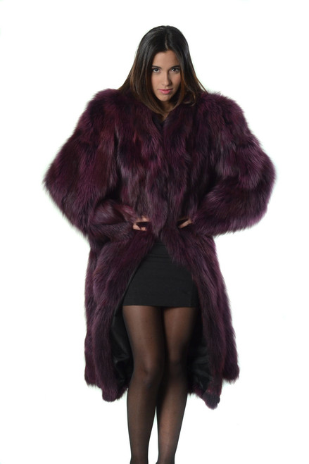 Purple Fox Fur Coat 4/5 length| SKANDINAVIK FUR