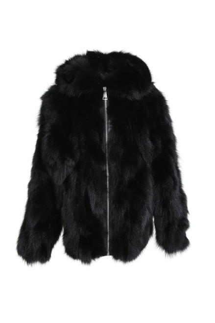 Hooded Black Fox Fur Jacket For Men | SKANDINAVIK FUR