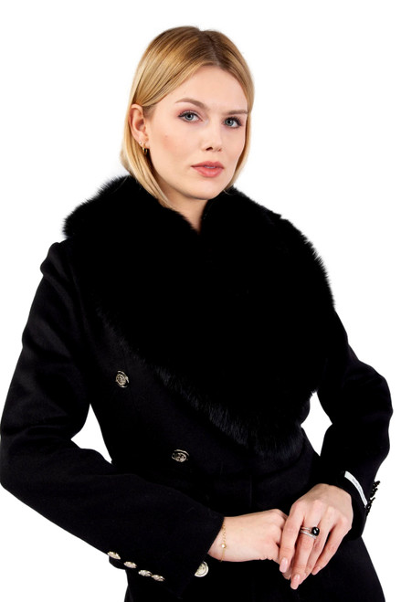 FOXEY cotton cashmere Knitted shawl collar knit Sweaters Jackets Tops 37907 black