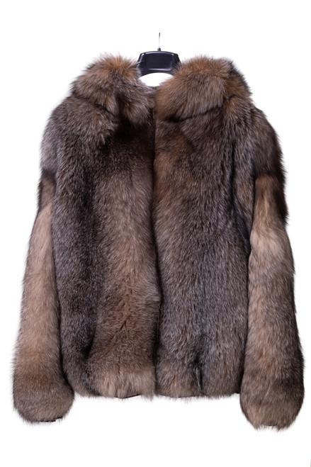 Hooded Crystal Fox Fur Bomber Jacket Reversible | SKANDINAVIK FUR