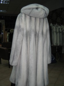 Silver Cross Mink Fur Coat Full Length Size Xl Hood Skandinavik Fur