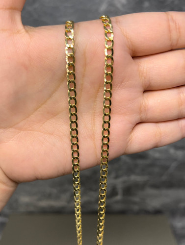 14k Gold Hollow Curb Chain 4mm