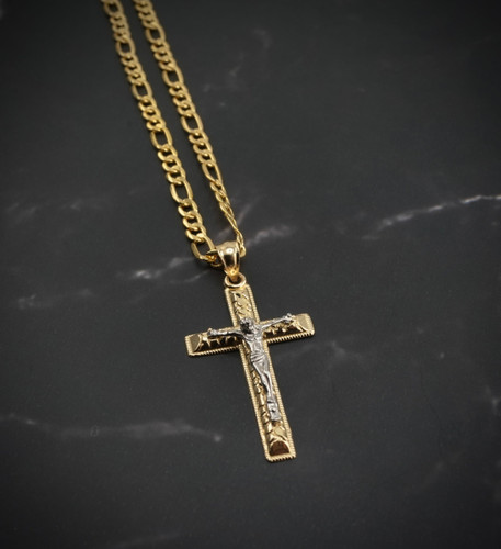 14k Gold Cross Pendant or Chain Set . PT-2592