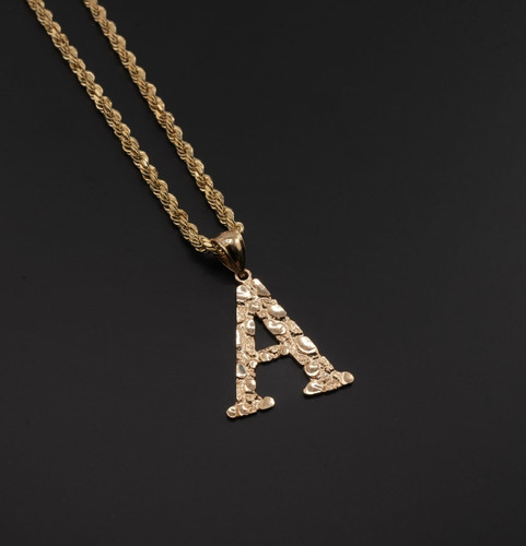 14K Gold Nugget Initial Chain Set_3 14K Gold Nugget Initial Chain Set_3
