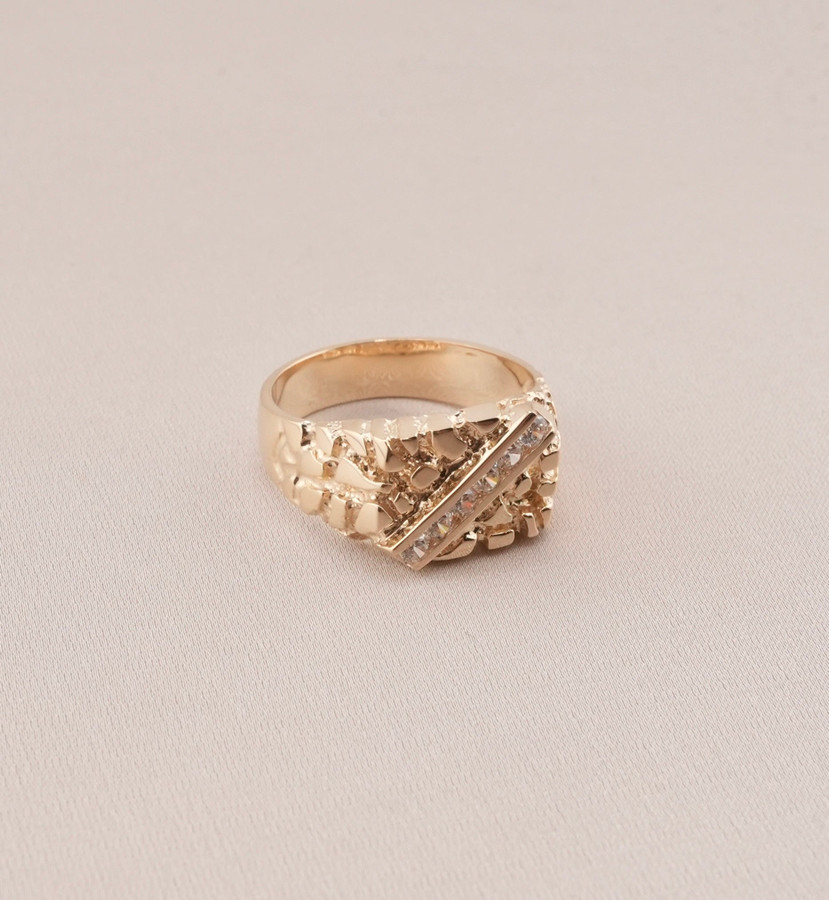 14K Gold Nugget Men's Ring_32 14K Gold Nugget Men's Ring_32