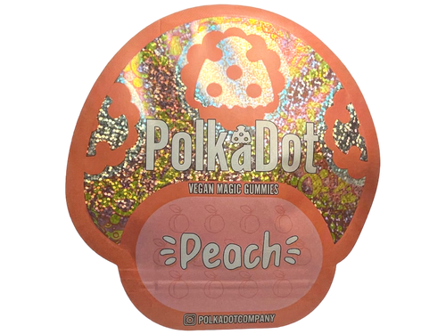 Elevate your psilocybin experience with Polk A-Dot Peach Vegan Mushroom Gummies. Vegan, lab-tested, and precisely dosed for your journey of self-discovery.