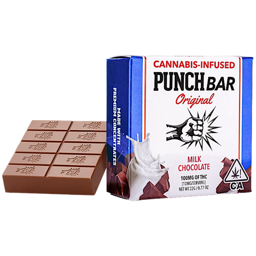Punch Bar Milk Chocolate Original 225 Milligrams THC is a luxurious and potent cannabis-infused treat. With rich milk chocolate flavor and 225mg of THC per bar, it delivers a blissful, easy-to-control experience. Enjoy relaxation and euphoria in every bite, all in a compact, lab-tested package. Experience premium cannabis-infused indulgence today.