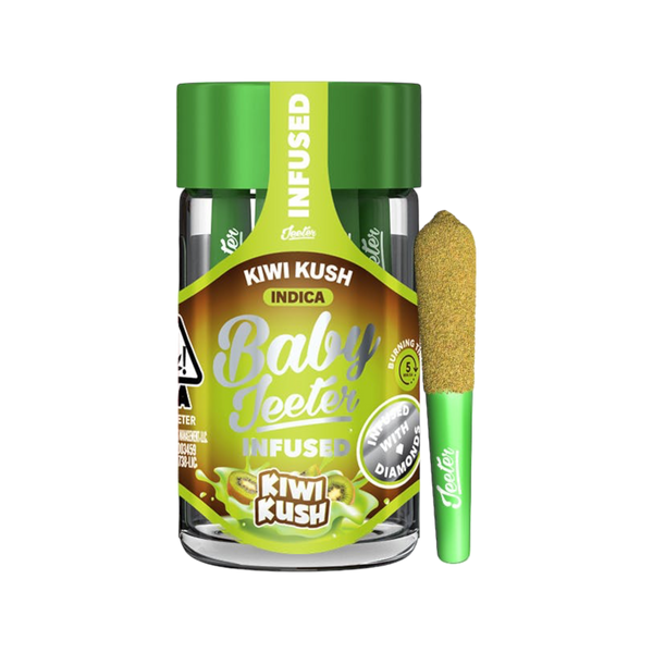 Baby Jeeters - Kiwi Kush Pre Rolls: A Taste of Exotic Euphoria

Experience the sweet, tangy essence of Kiwi Kush with Baby Jeeters' Pre Rolls, your passport to a balanced and delightful high. Each pre-roll is crafted with precision, using only the finest Kush strains infused with the exotic flavor of kiwi for a unique smoking experience. Perfect for those seeking both relaxation and a touch of euphoria, these pre-rolls are designed for convenience and enjoyment. Embrace the art of premium cannabis, rolled into moments of pure bliss with Baby Jeeters' Kiwi Kush Pre Rolls.