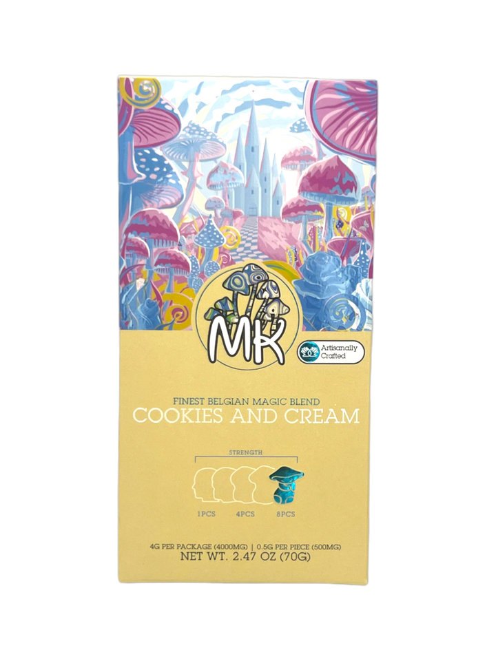 Get ready for a magical experience with Magic Kingdom's Cookies & Cream 400mg magic mushroom bar. Made with high-quality psilocybin mushrooms, this delicious chocolate bar is perfect for an indulgent trip. Enjoy the unique flavor of cookies and cream while exploring your inner consciousness. Order now and embark on a journey of self-discovery.