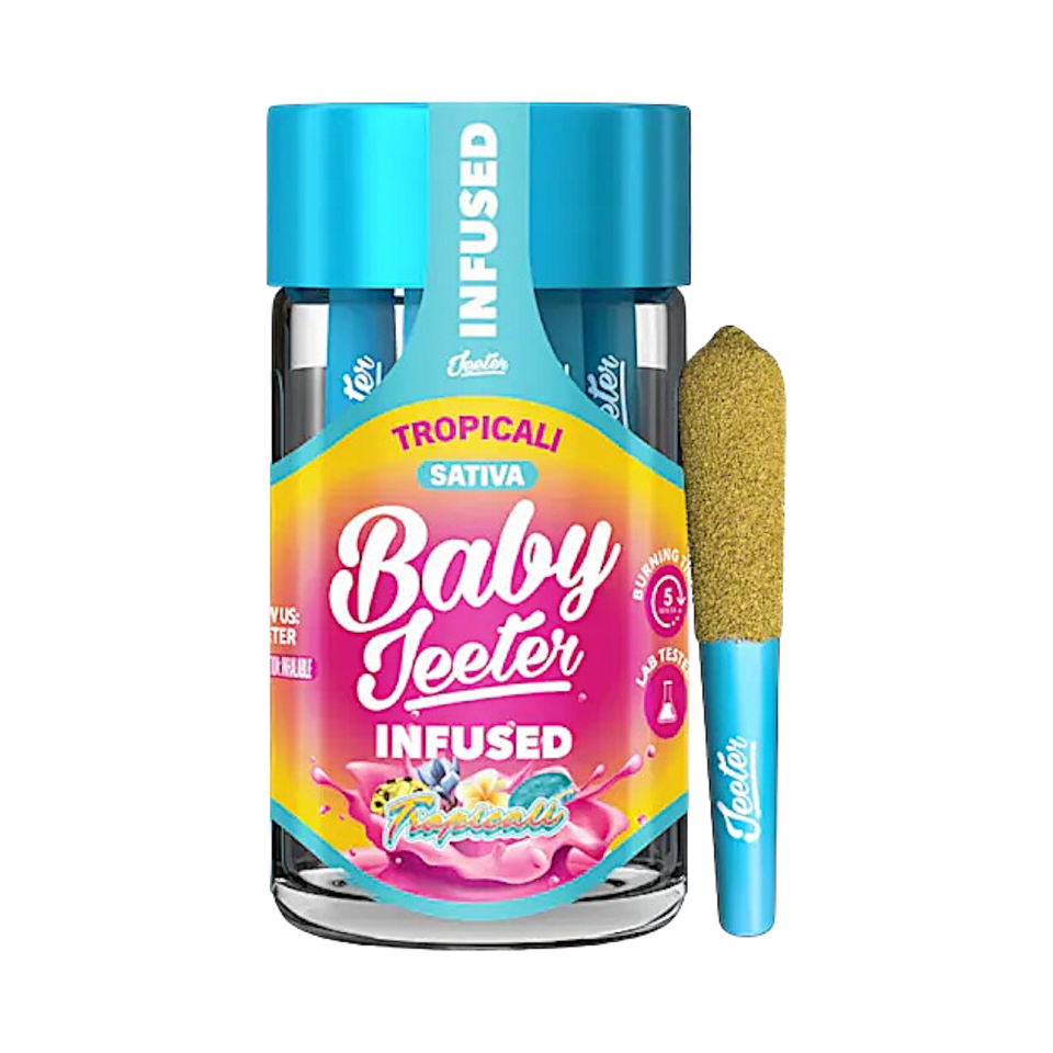Baby Jeeters Pre-Rolls - Tropicali Sativa Strain

Experience the vibrant flavors of the tropics with Baby Jeeters Pre-Rolls in the Tropicali sativa strain. Each pre-roll delivers sweet and tangy notes, providing an invigorating and uplifting aroma. Enjoy energizing and euphoric effects, perfect for boosting creativity and enhancing your mood. Crafted with premium buds and packaged for convenience, Baby Jeeters Pre-Rolls offer a potent, high-THC experience in a sleek and stylish pack. Elevate your cannabis experience with the exotic essence of Tropicali.