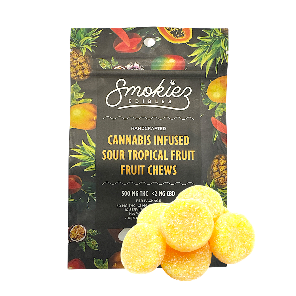 Sour Tropical Fruit Chews - Smokies Edibles (500 MG THC, 2 MG CBD)

Indulge in the tangy sweetness of Sour Tropical Fruit Chews by Smokies Edibles, infused with 500 MG of premium THC and 2 MG of CBD for a perfectly balanced experience. These cannabis-infused gummies offer long-lasting effects, making them ideal for relaxation, sleep, or stress relief. Lab-tested for purity and potency, they’re a discreet and convenient way to enjoy cannabis. Whether you’re looking to buy cannabis online or explore legal cannabis products in California, these gummies deliver quality and satisfaction in every bite. Perfect for on-the-go or at-home use—order yours today!