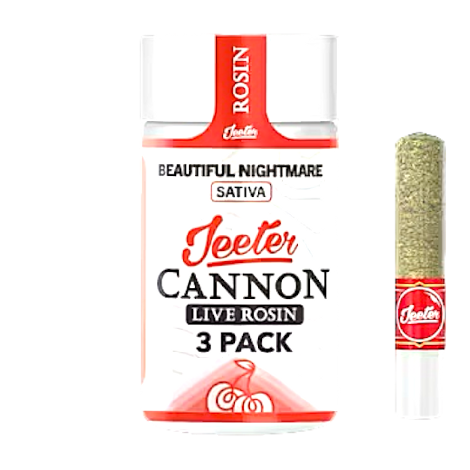 **Strain: Beautiful Nightmare - Sativa - Brand: Jeeter**  

Experience the ultimate in purity and potency with Jeeter’s **Beautiful Nightmare** strain. This premium **Sativa** delivers an uplifting, energizing high with vibrant citrus and earthy flavors. Crafted using **solventless live rosin extraction**, it ensures a clean, full-spectrum smoking experience. Available in a **1.5g (3-pack of 0.5g each)** format, Beautiful Nightmare is perfect for connoisseurs seeking a **true-to-plant** experience. Order today for **same-day cannabis delivery** and enjoy the best in **premium weed delivery services**!