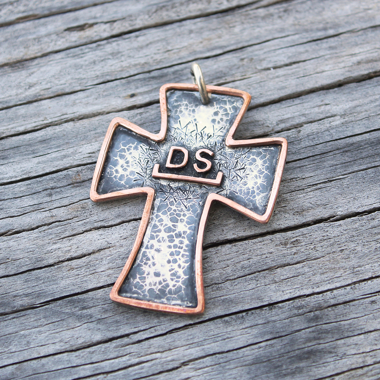 Pendant Ranch Sign Hammered Ranch Brand Cross Pendant 2