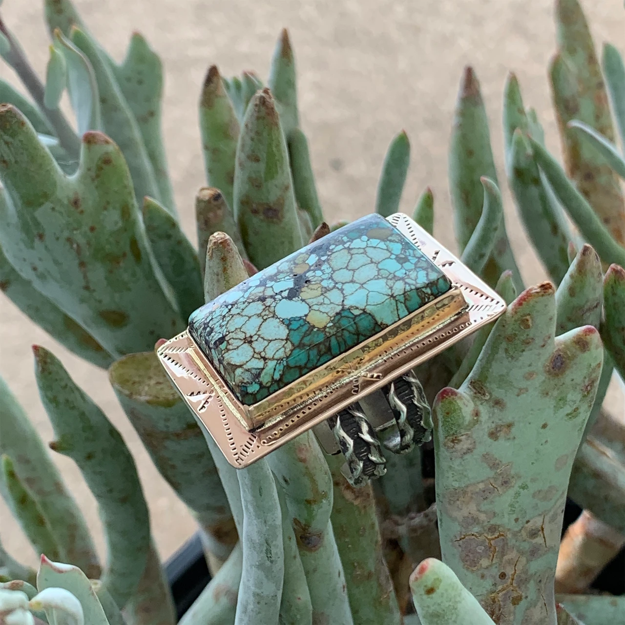 Stamped Turquoise Ring